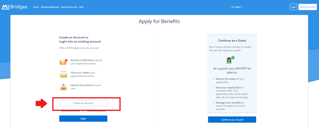 Apply For Benefits On MI Bridges Portal